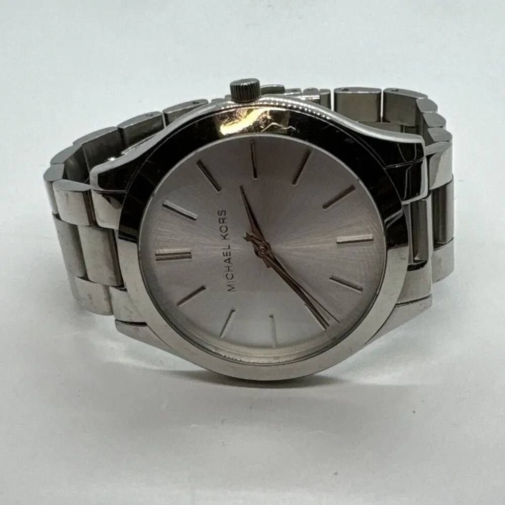 Michael Kors Slim Runway MK3178 Women's Silver Analog Dial Quartz Watch JNA609